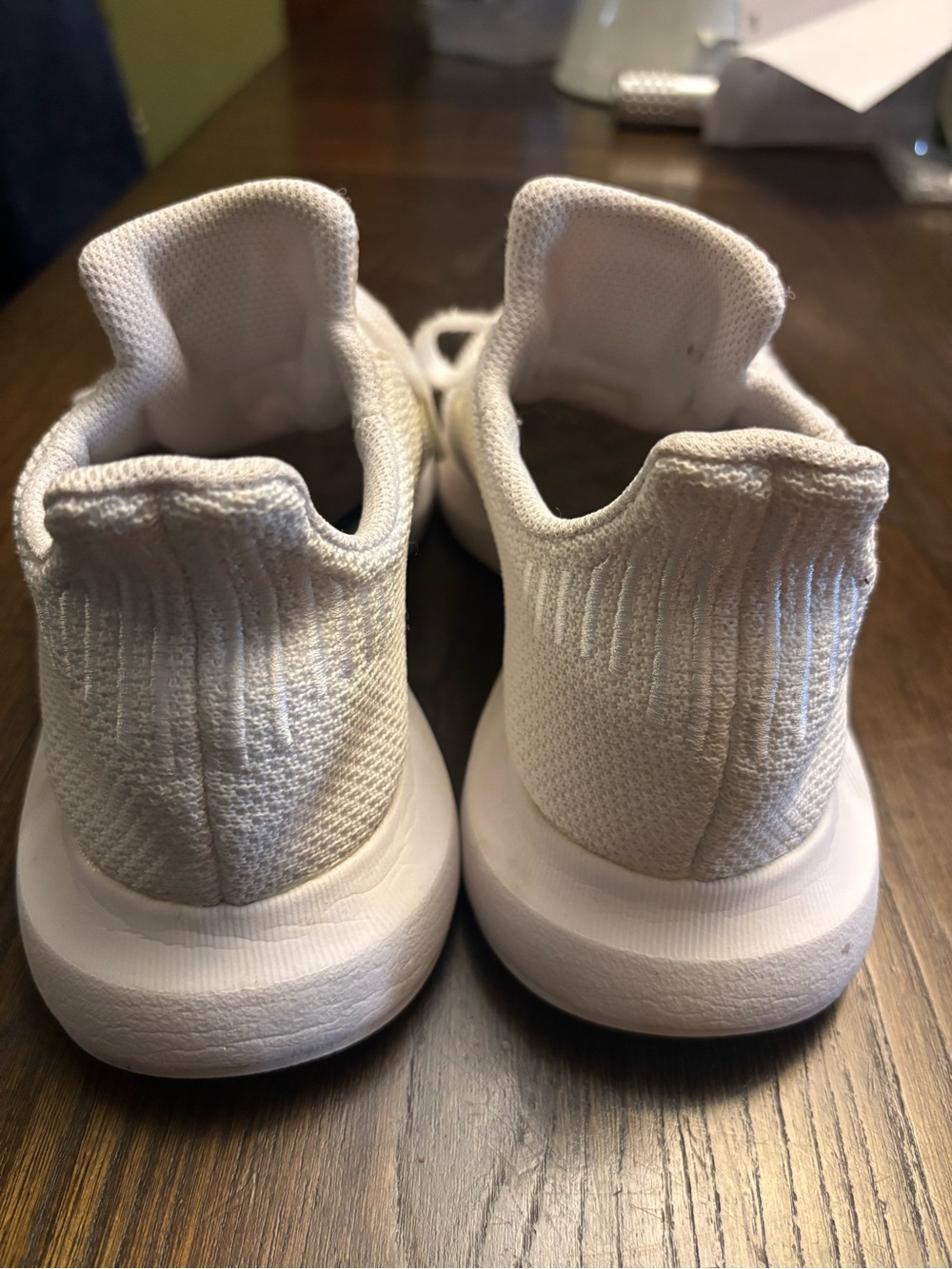 Adidas White Knit Athletic Sneakers - Classic Lace-Up - Picture 3 of 6